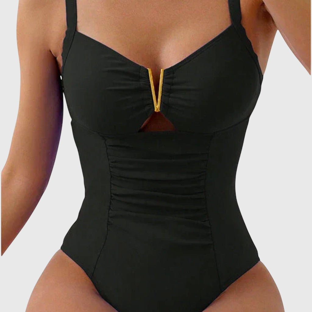 Ensemble de Maillot de Bain Tankini à Deux Pièces avec Décolleté en V et Taille Haute pour Femme