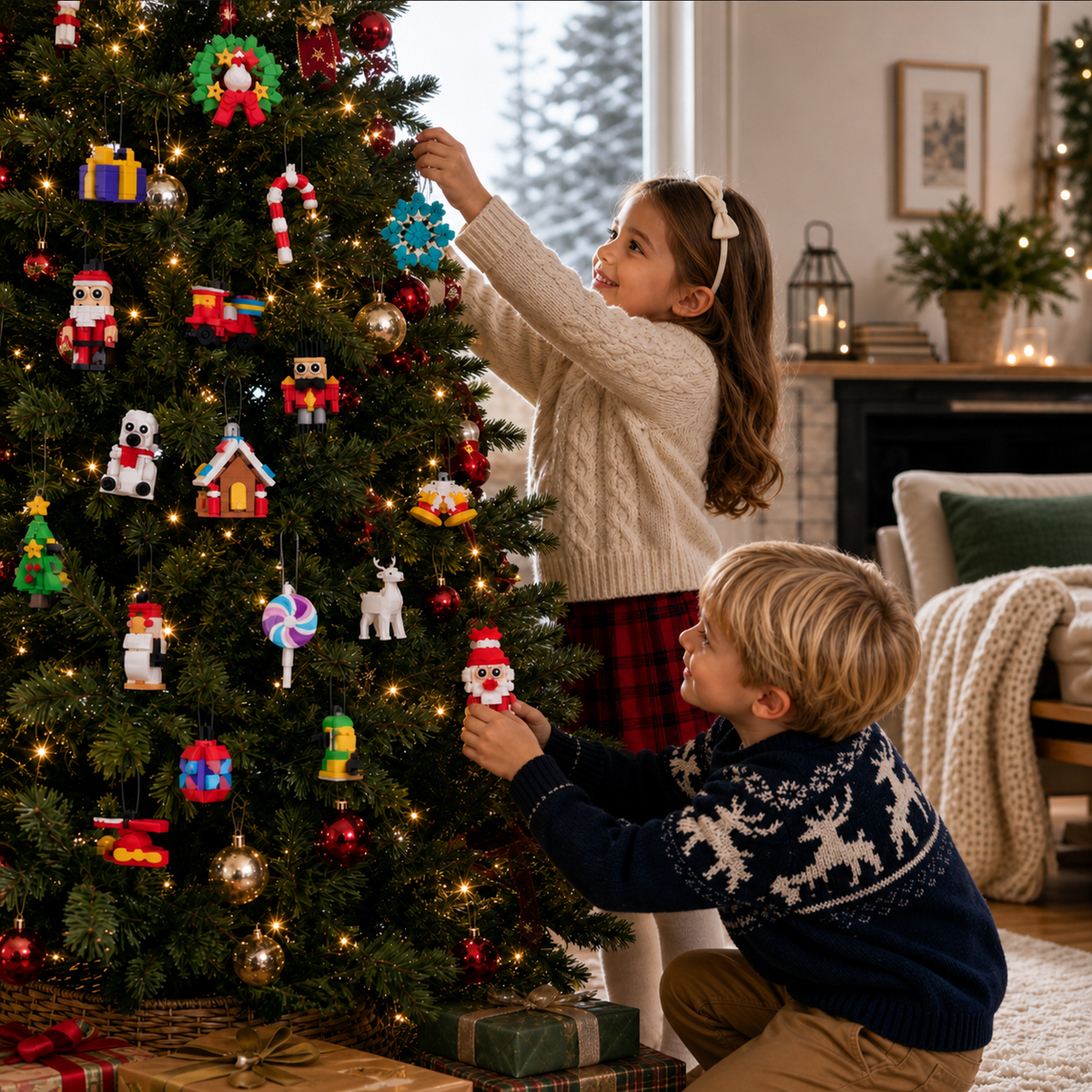 Calendrier de l'Avent en Blocs de Noël – 24 Ornements de Noël