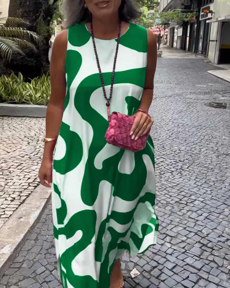 Bertha | Robe sans manches stylée avec imprimé géométrique