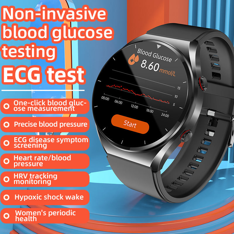 Mesure de la glycémie en un clic|Glycémie Pression artérielle ECG|ECG HRV Surveillance de la fréquence cardiaque Montre Connectée Santé