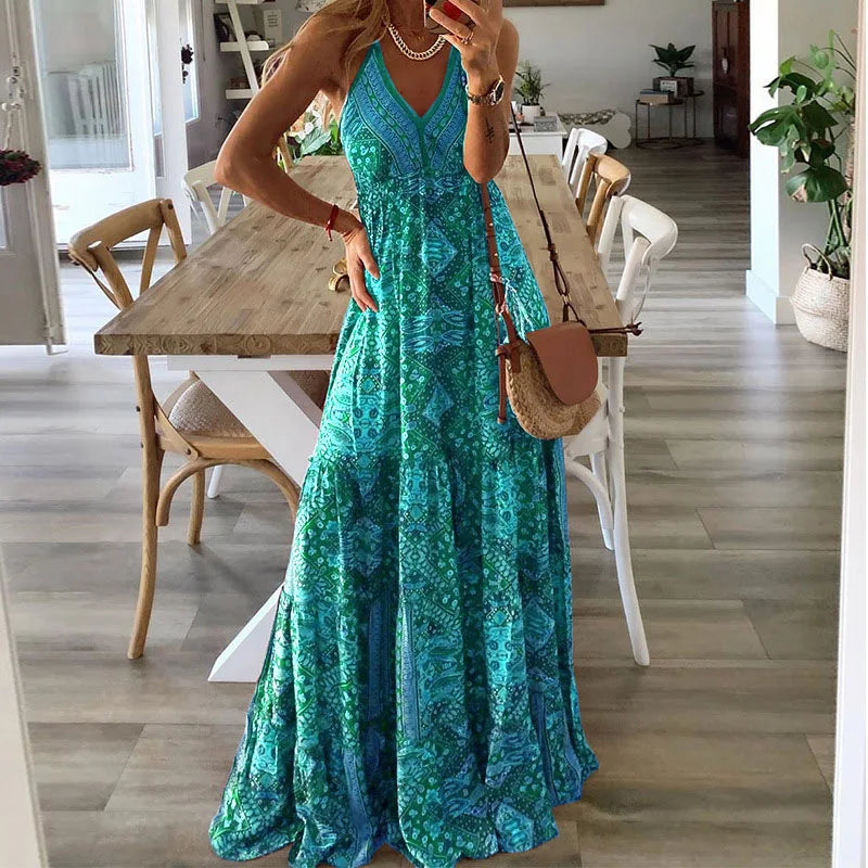 robe maxi d'été imprimée - Aiah
