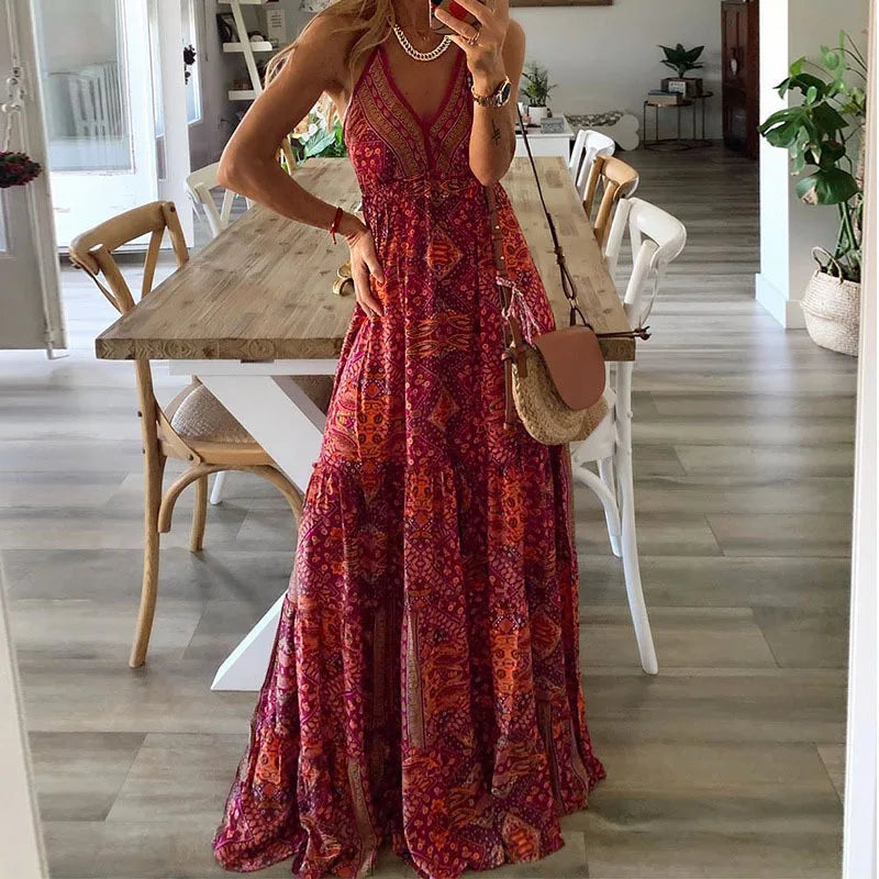 robe maxi d'été imprimée - Aiah