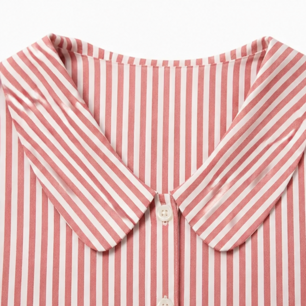 Blouse à col marin rayée Solène avec manches bouffantes