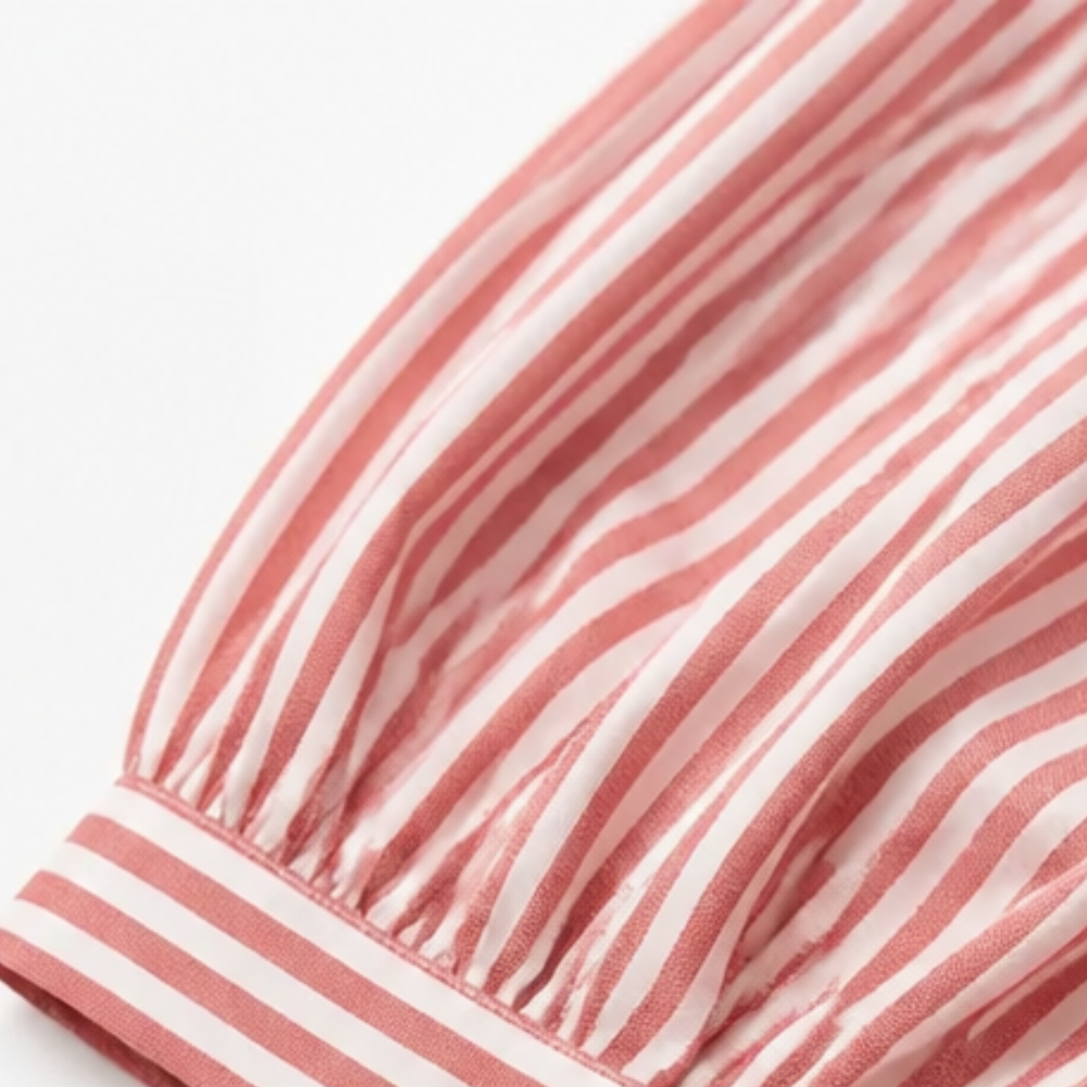 Blouse à col marin rayée Solène avec manches bouffantes