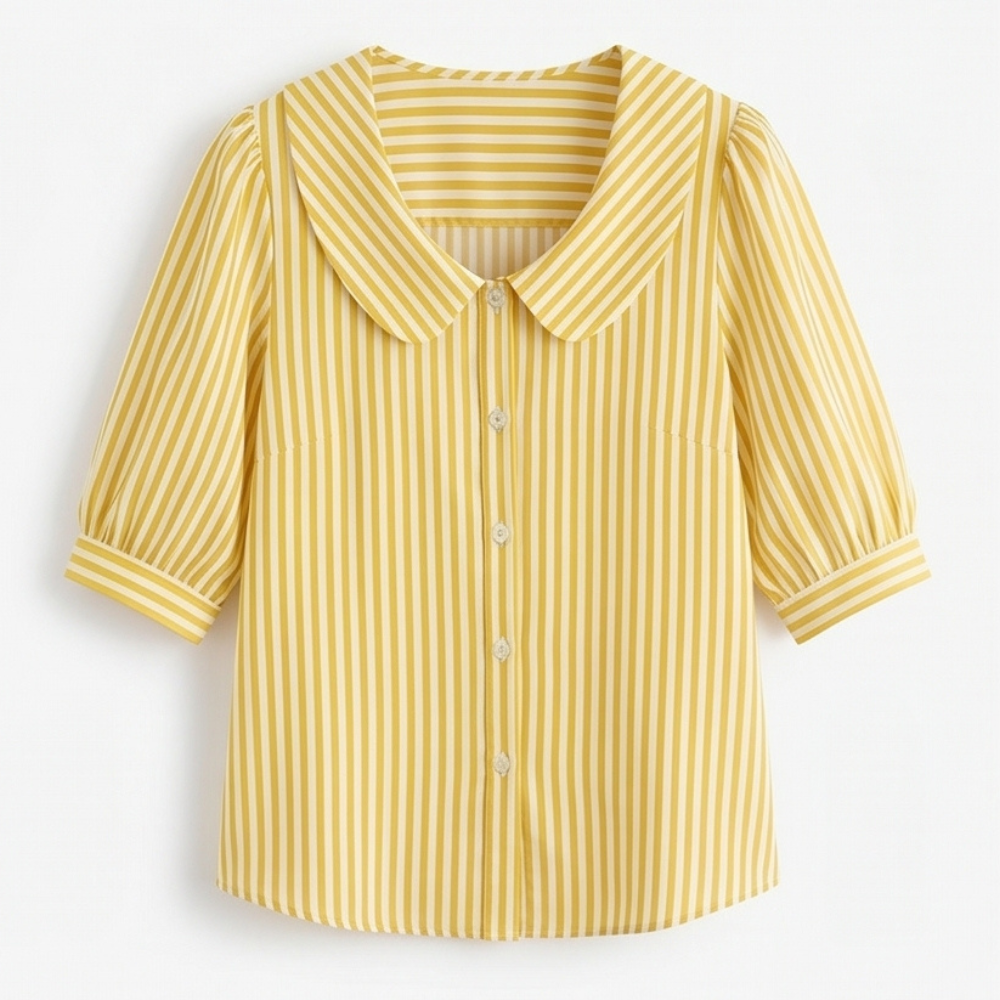 Blouse à col marin rayée Solène avec manches bouffantes
