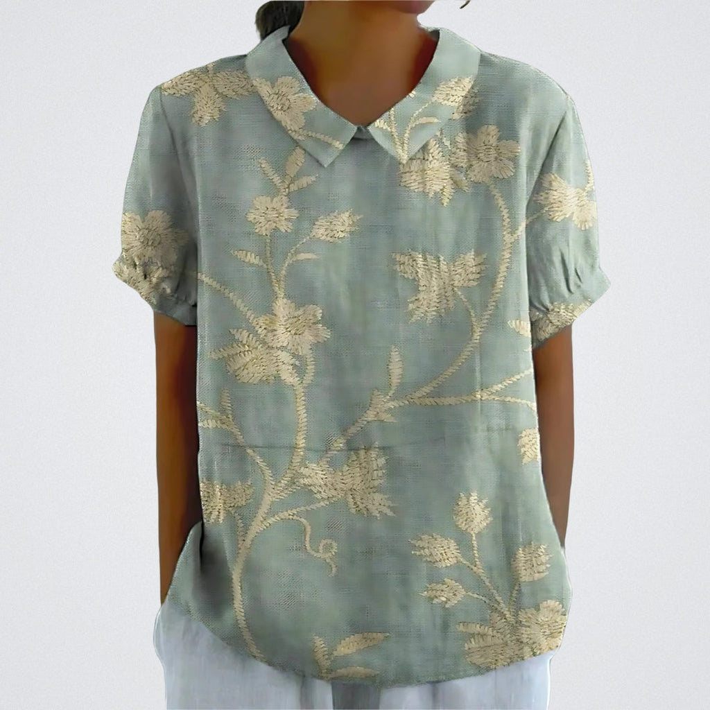 Lina™ - Blouse en lin élégante avec motif floral