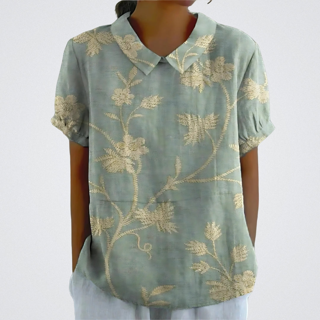 Lina™ - Blouse en lin élégante avec motif floral
