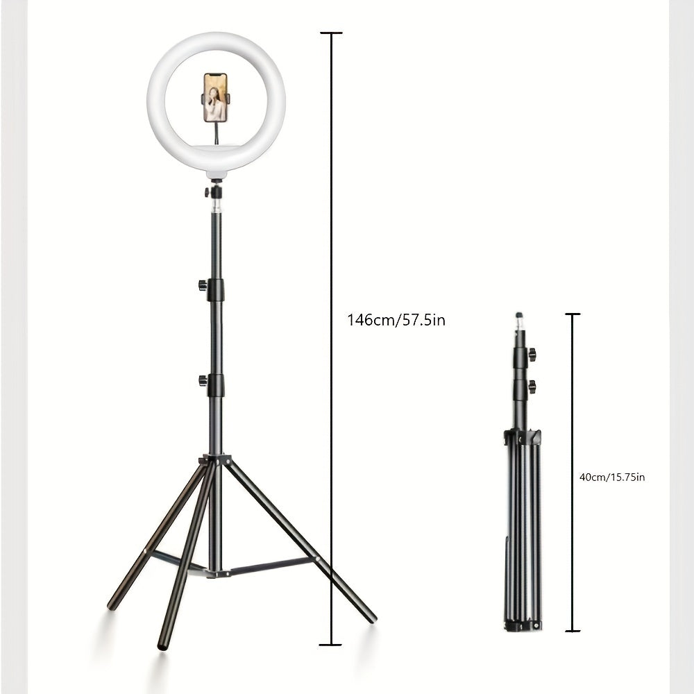 Lampe Anneau LED avec Trépied Réglable et Support de Téléphone pour Selfies et Enregistrements Vidéo