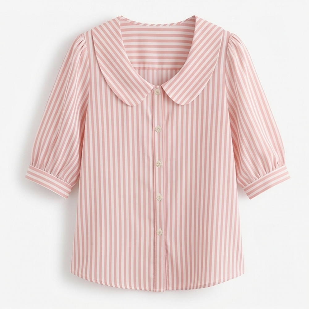 Blouse à col marin rayée Solène avec manches bouffantes