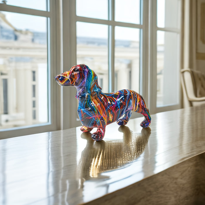 Dachshund Delight – Statue Colorée de Teckel pour une Ambiance Ludique dans votre Maison