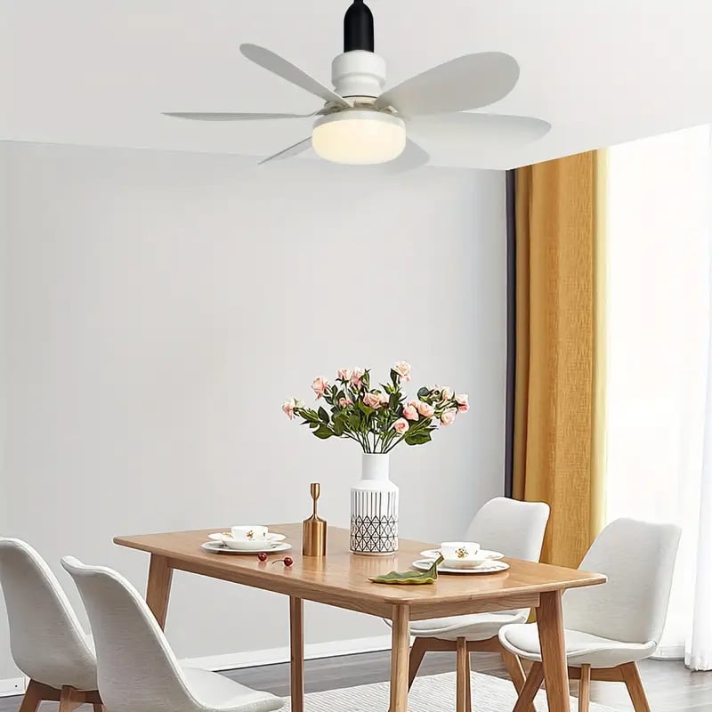 LuxeBreeze Ventilateur de Plafond Portable & Lumière | Élégante solution 2-en-1 avec télécommande pour confort et style
