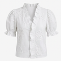 Blouse Romantique à Volants en V avec Manches Bouffantes Belvera