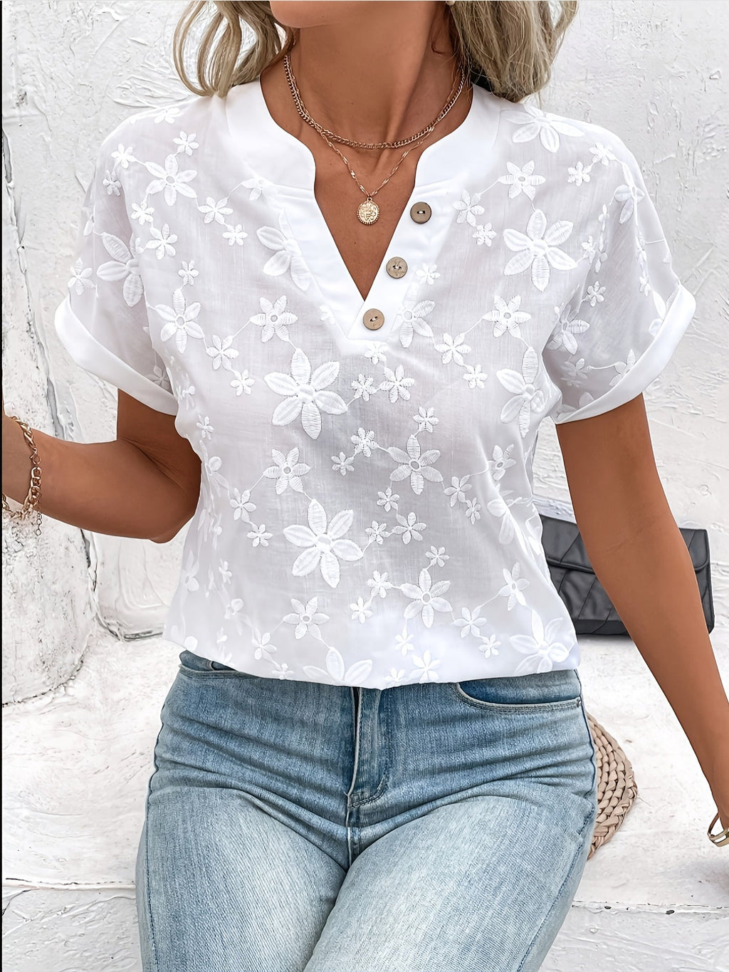 MOREAU LYON | BLOUSE FLORALE À COL EN V POUR FEMMES