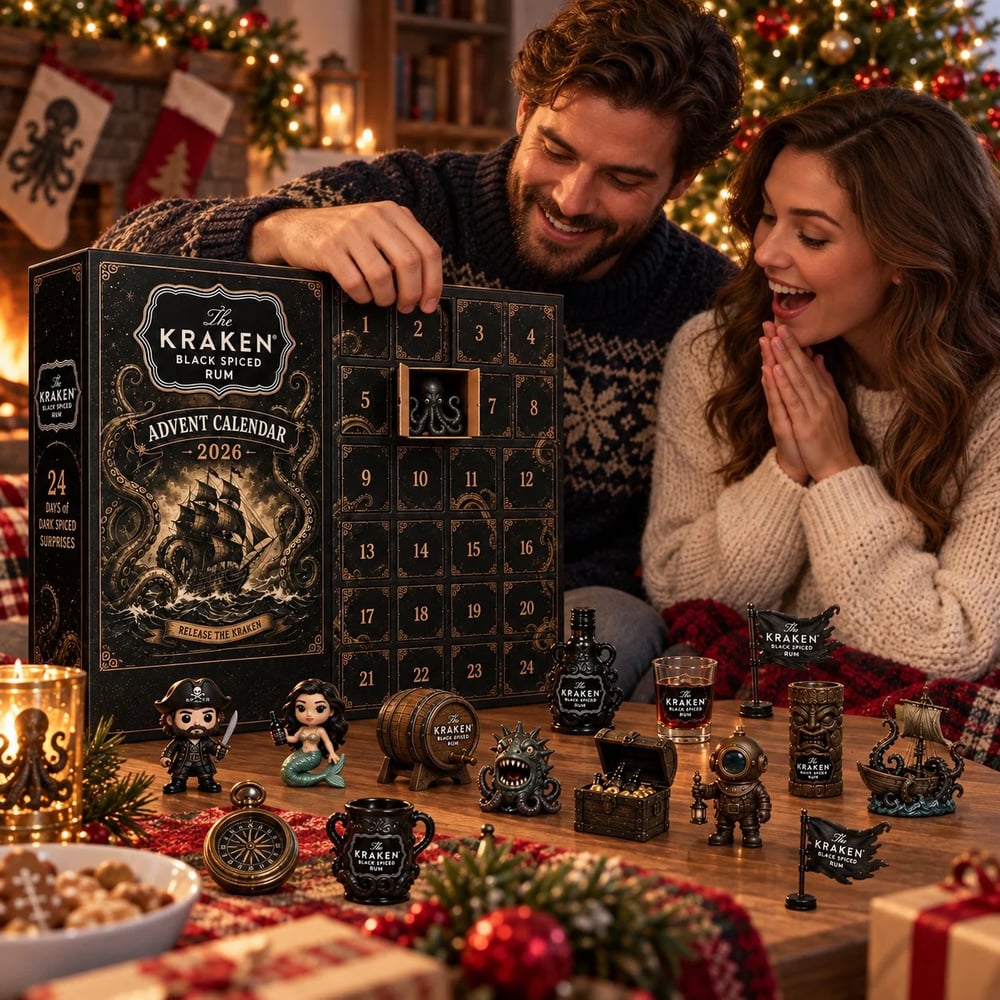 Calendrier de l'Avent Kraken Rum – Compte à rebours de Noël en 24 mini bouteilles