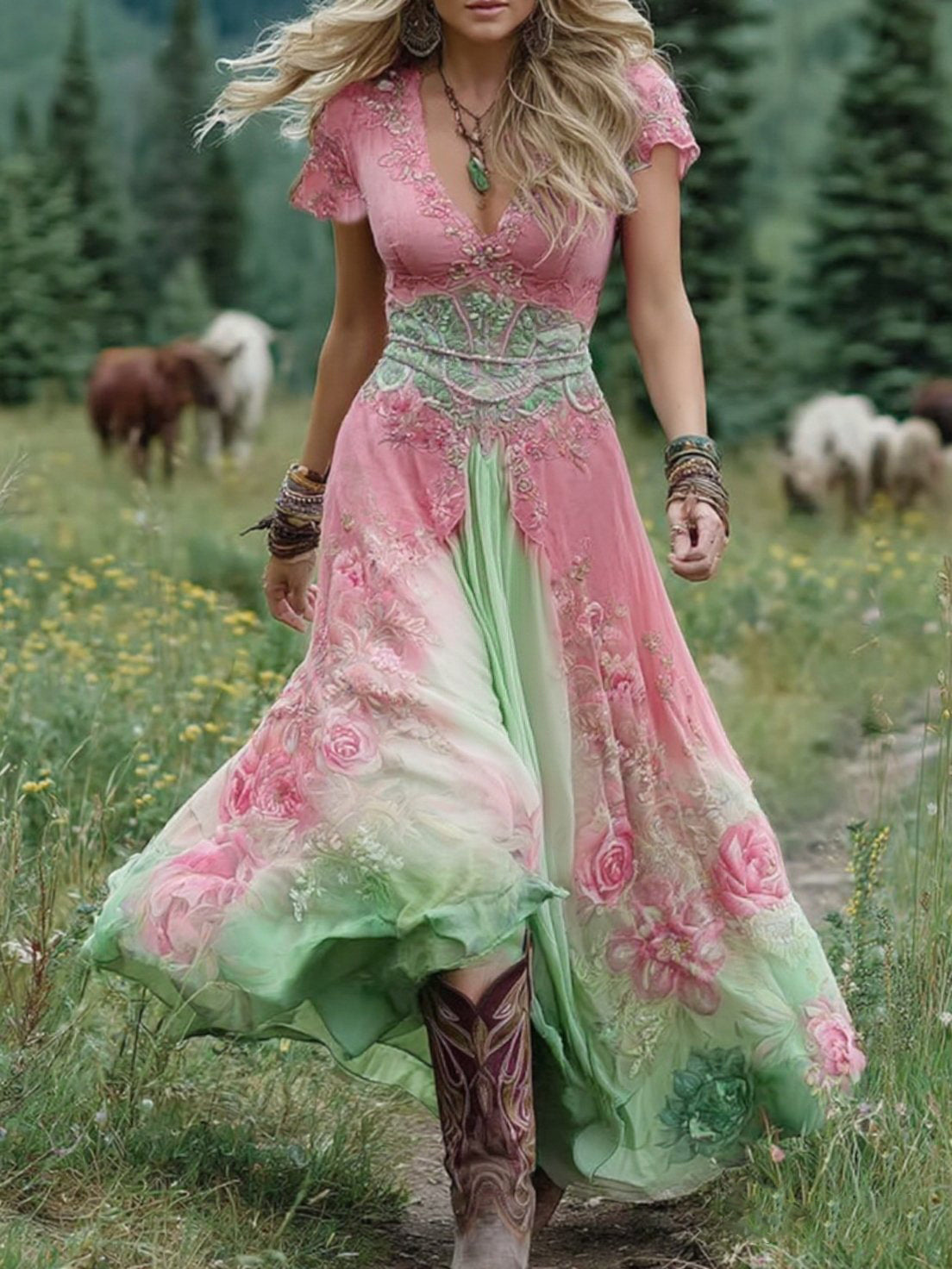 Mavis™ – Robe Maxi Florale Élégante