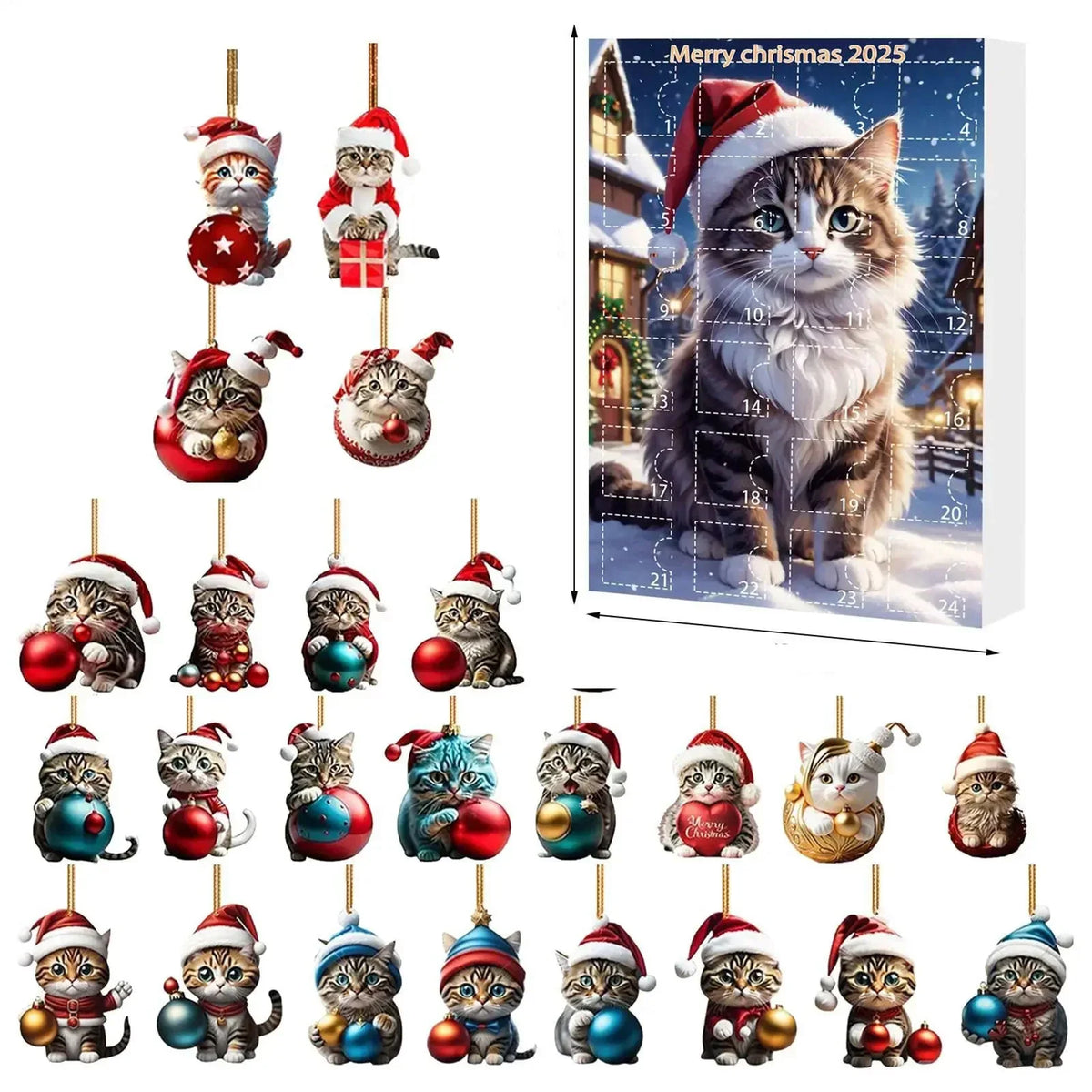 Ensemble d'Ornements de Noël pour Chats de 24 Pièces – Acrylique