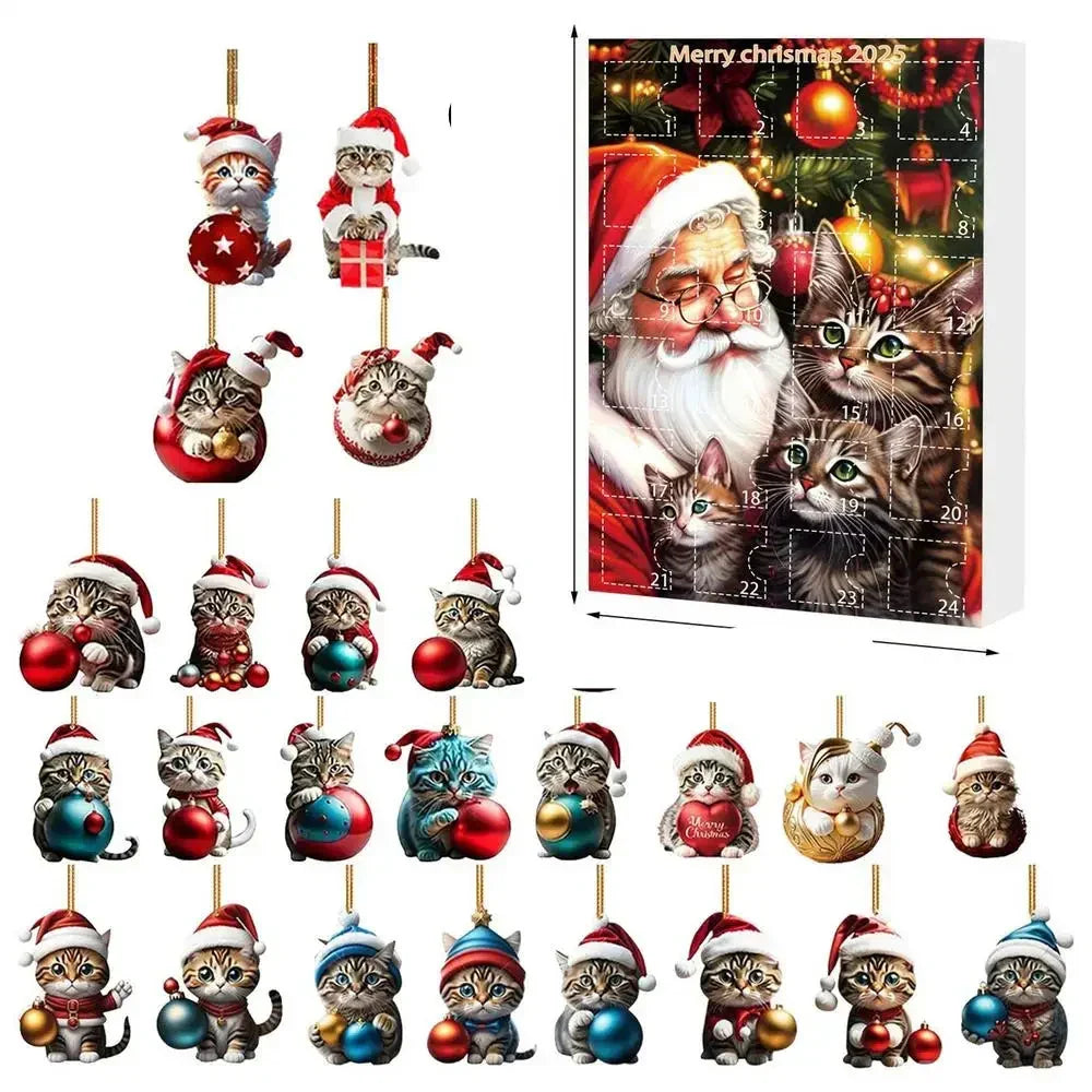 Ensemble d'Ornements de Noël pour Chats de 24 Pièces – Acrylique