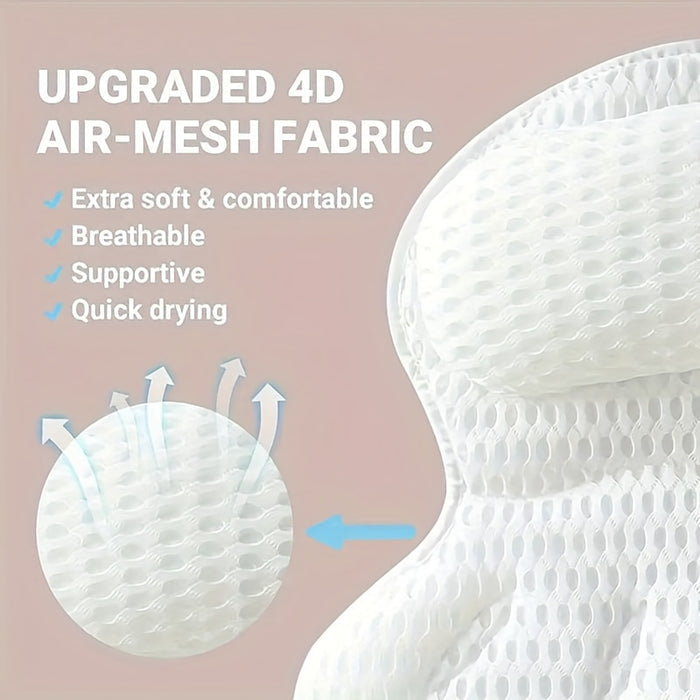 LuxieSpa 4D Coussin de Bain Luxe - Coussin Respirant avec Support pour le Cou et le Dos pour un Bain Relaxant