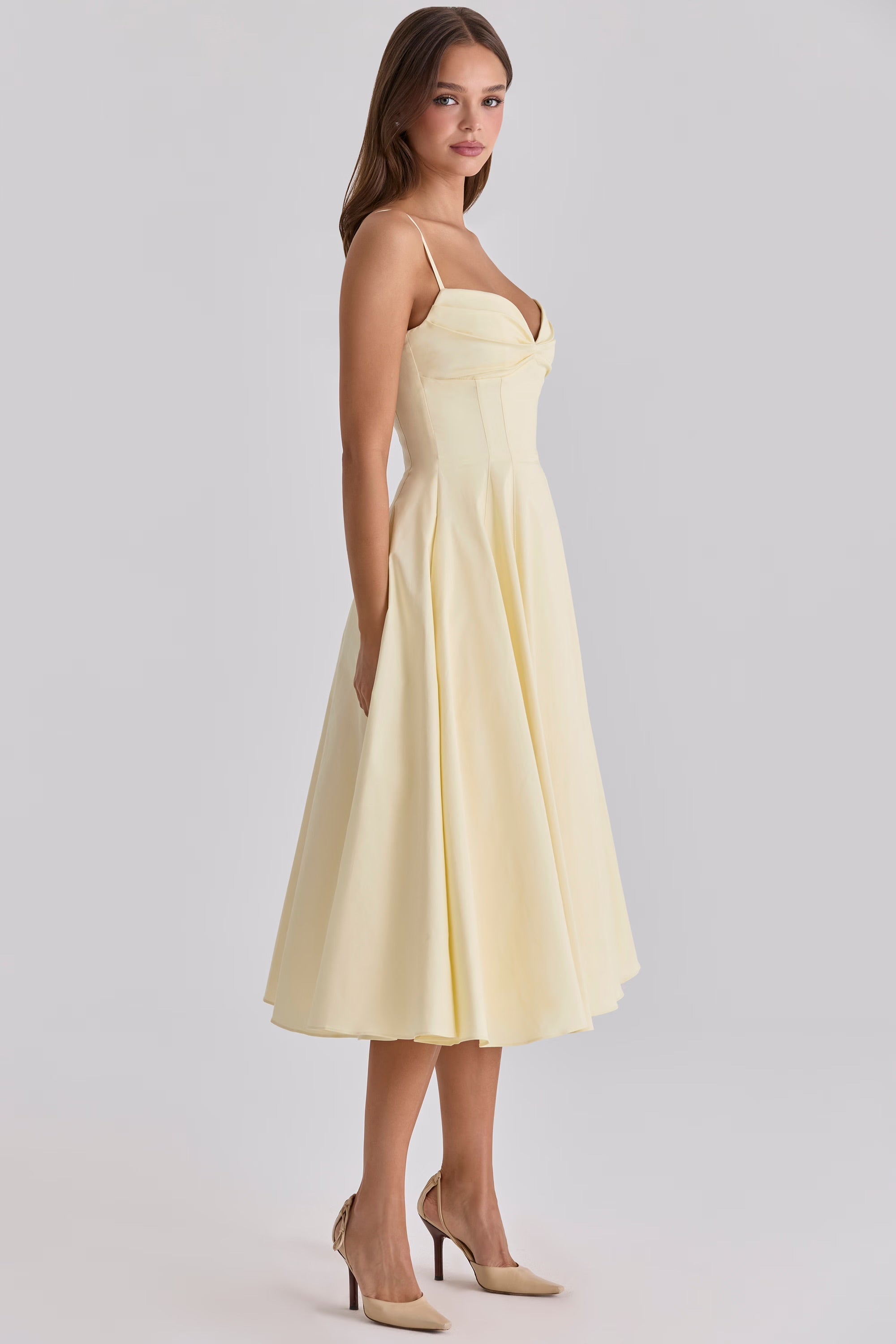 Robe midi en coton — bretelles ajustables et poches latérales