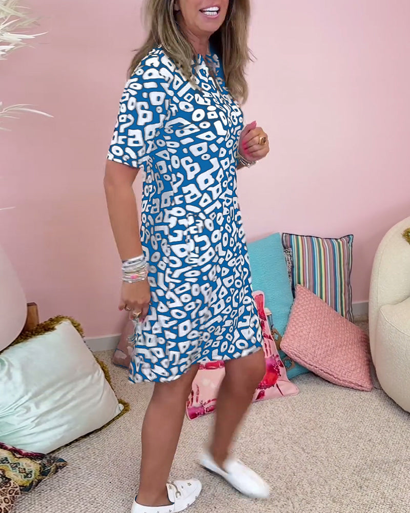 Linny | Robe tunique décontractée avec motif géométrique et décolleté en V