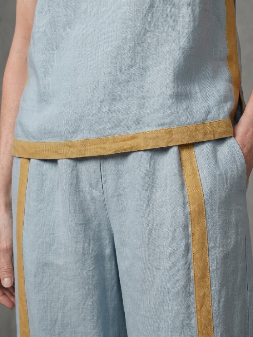 Inara | Ensemble Top Sans Manches et Pantalon Large Contrasté