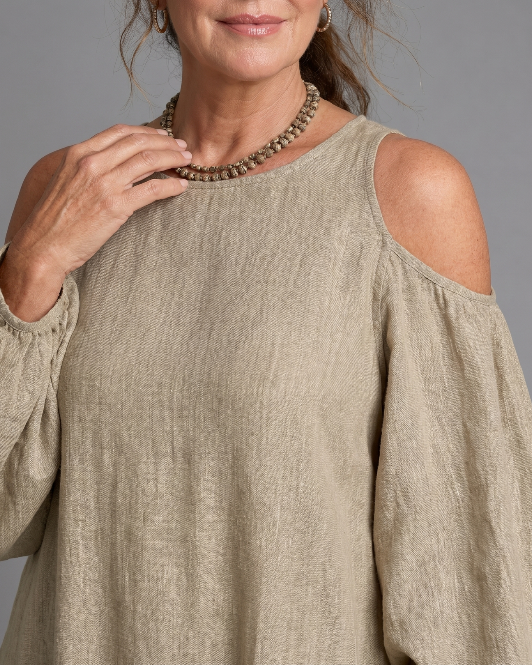 Sylphine | Robe Maxi Décontractée à Épaules Dénudées et Manches Bouffantes