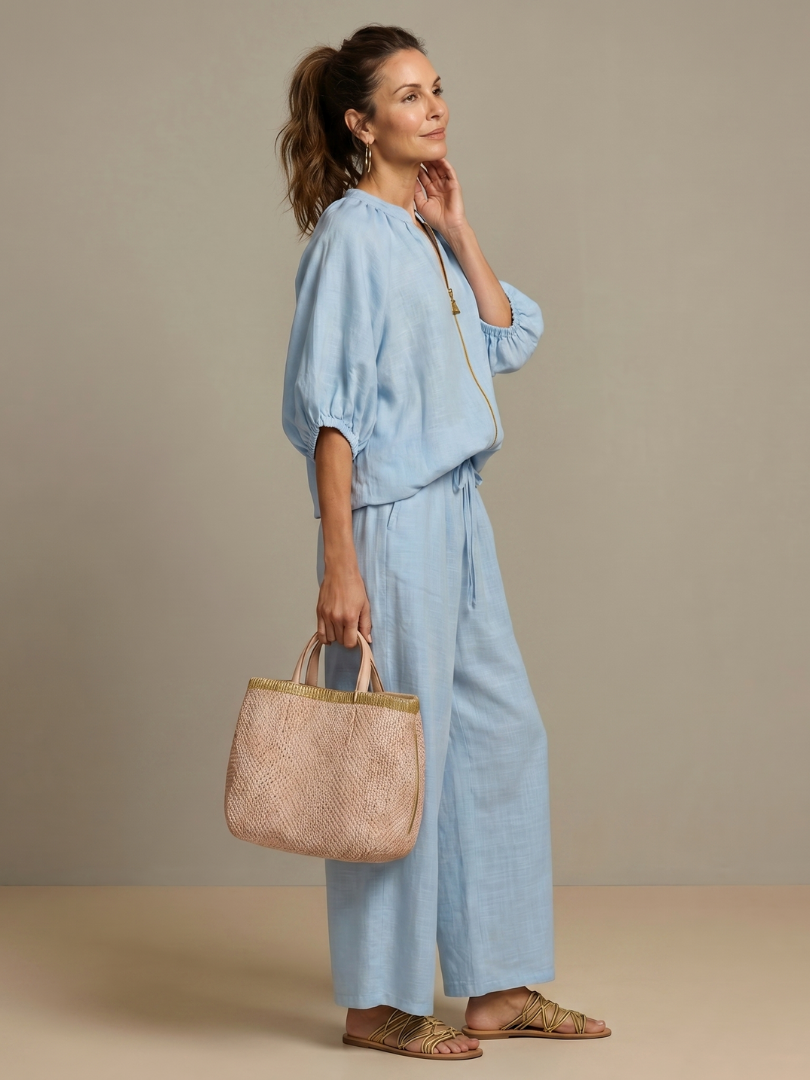 Natalia | Haut Blouson à Zip avec Pantalon Large