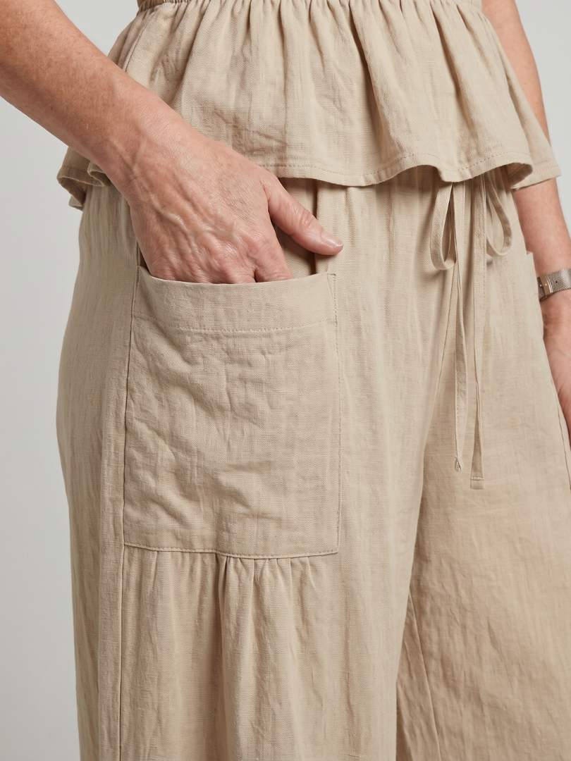 Eirenne | Haut Smocké Détail Peplum Et Ensemble Pantalon Large