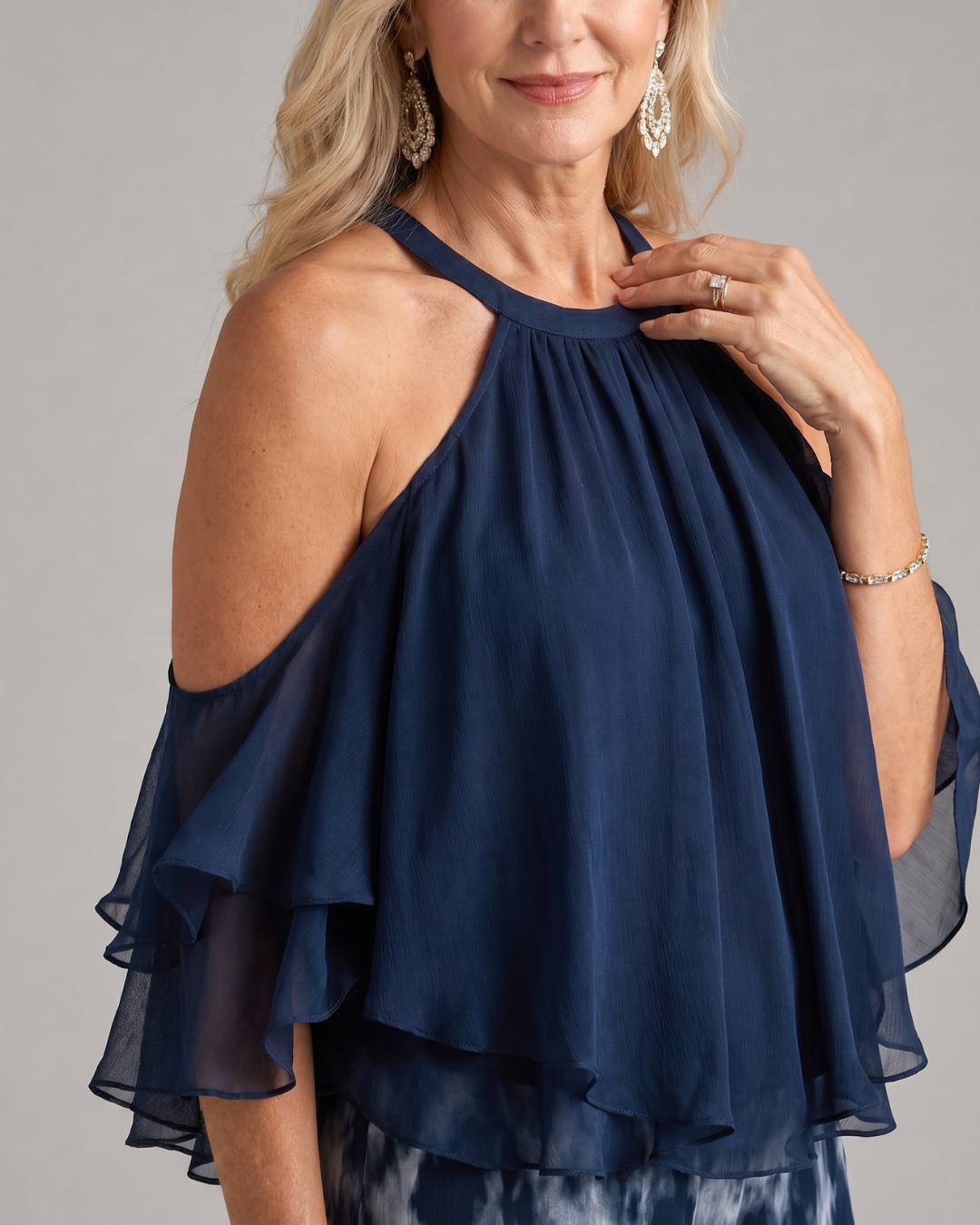 Xylara | Ensemble large à encolure halter imprimé à couches