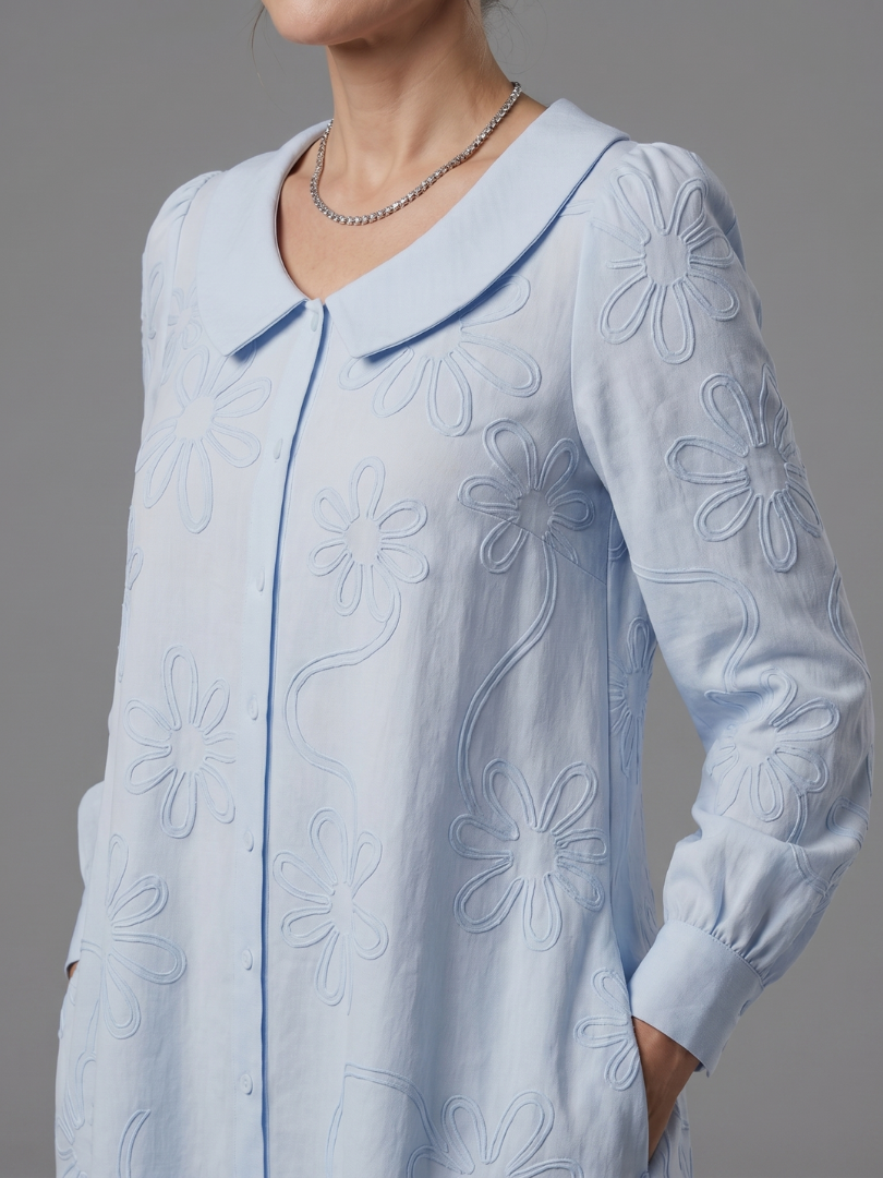 Opale | Robe mi-longue à col boutonné