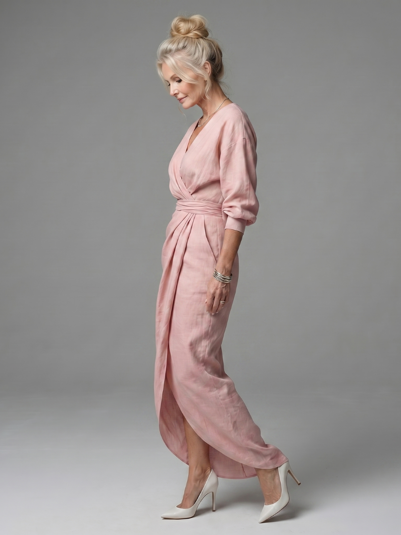 Olympia | Robe Maxi Drapée Diagonale