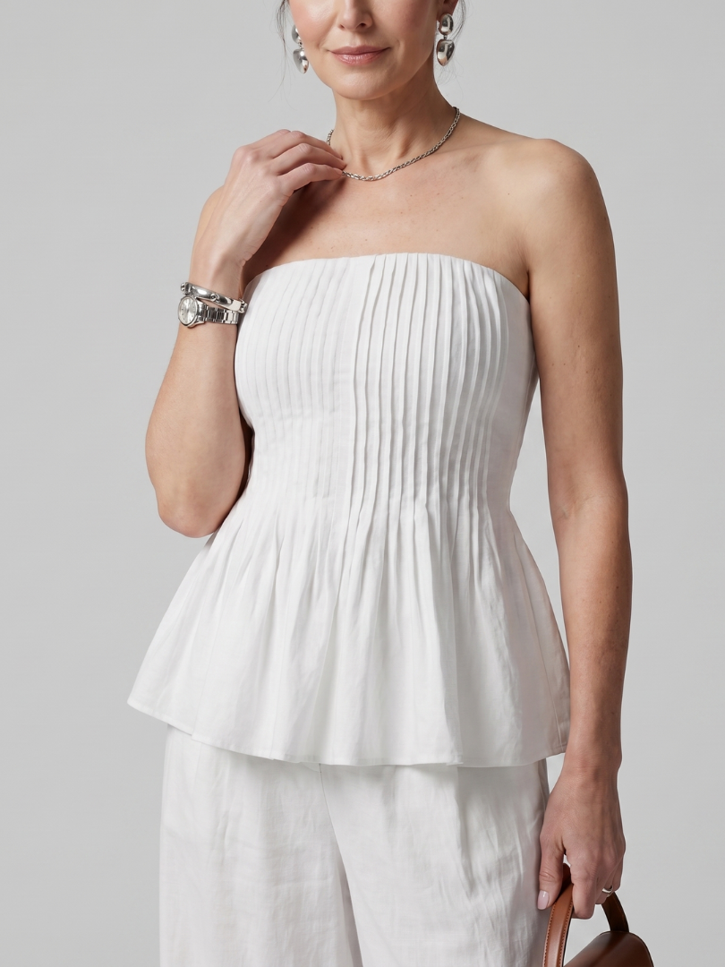 Rila | Ensemble Top Smocké Sans Manches et Pantalon Large