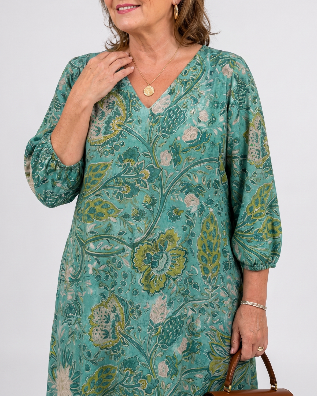 Siseman | Robe Midi Relaxed à Imprimé Vigne Botanique