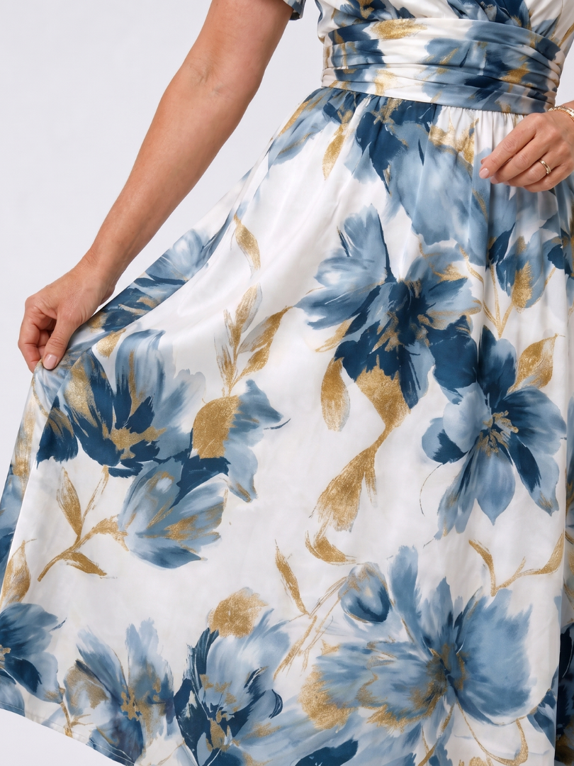 Evans | Robe Midi Enveloppante à Imprimé Floral à Manches Courtes