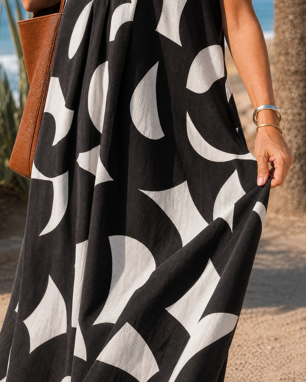 Verain | Robe Midi Fluide Imprimé Abstrait Col V