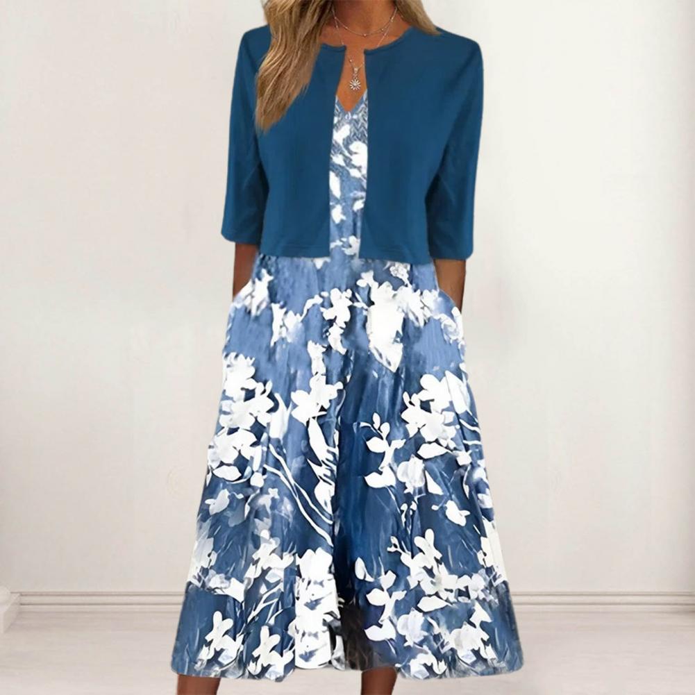 Léa - Robe Fleurie Midi Élégante