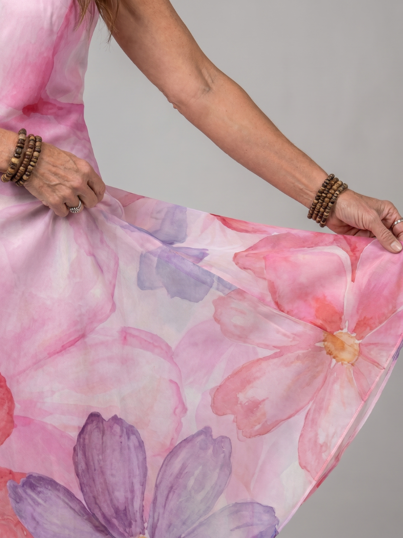 Nemen | Robe Midi Évasée Sans Manches à Fleurs Aquarelle