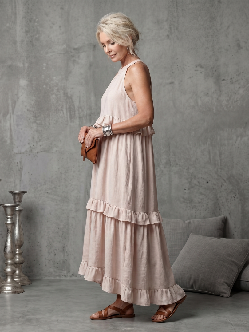 Katia | Robe Maxi à Volants en Cascade