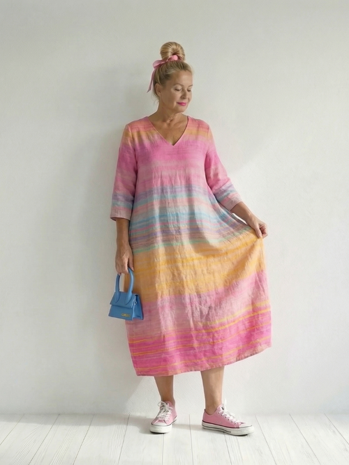 Blake | Robe Midi à Rayures Dégradées
