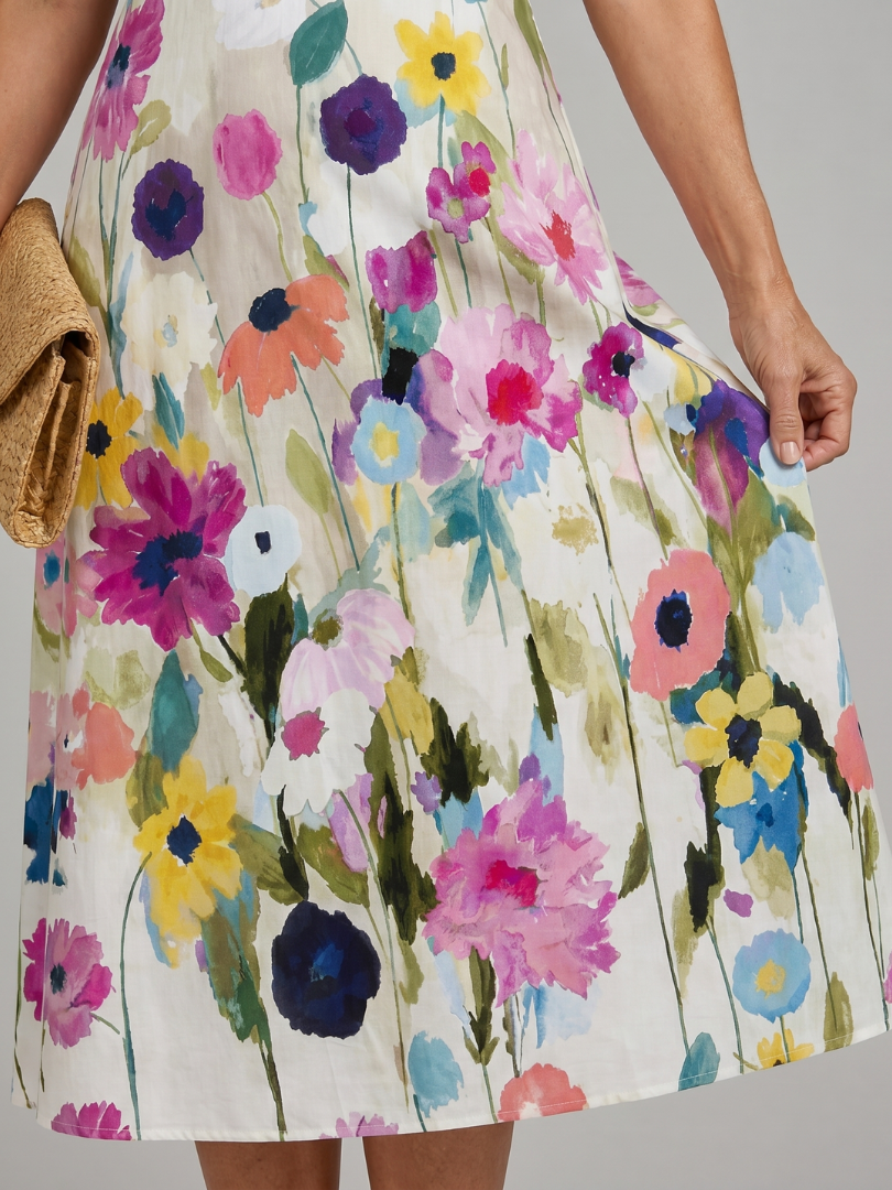 Flory | Robe Midi Sans Manches à Imprimé Floral