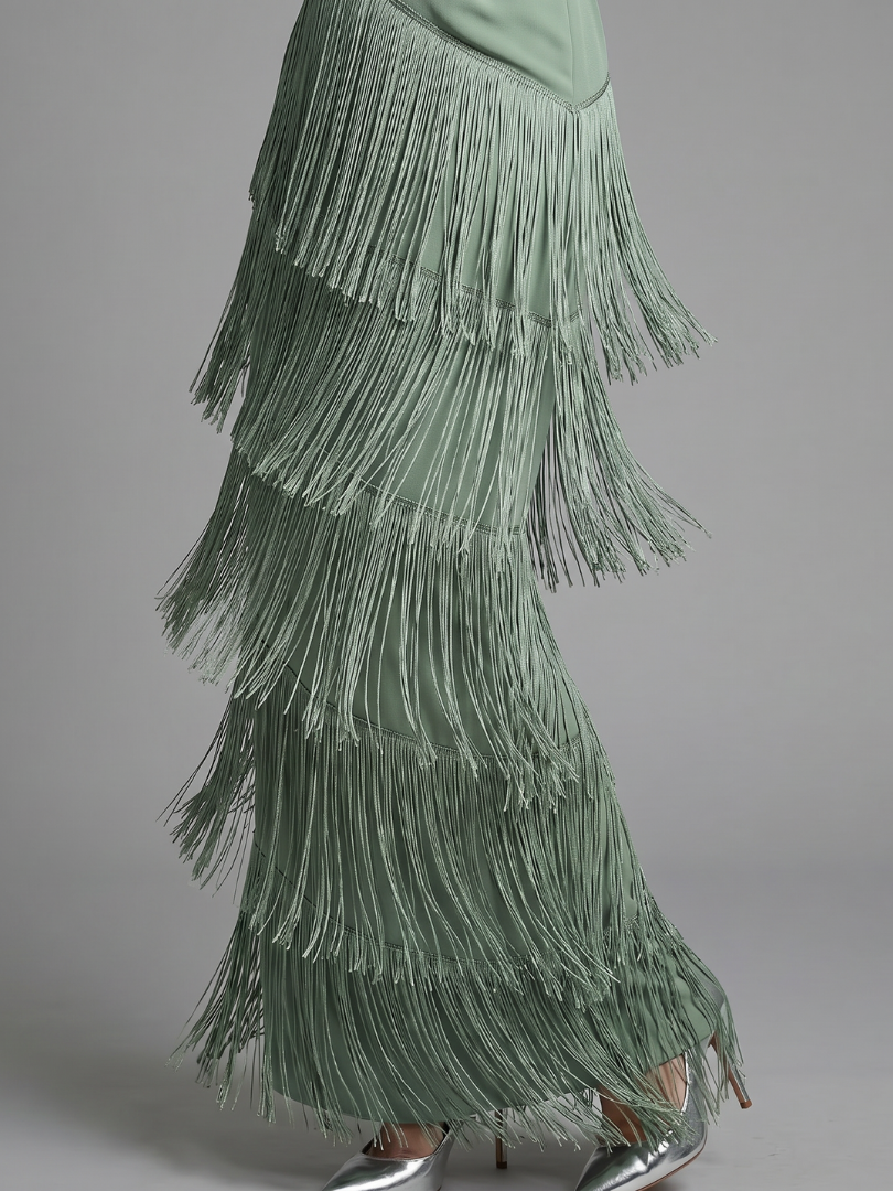 Samara | Robe Midi à Manches Longues avec Franges Douces
