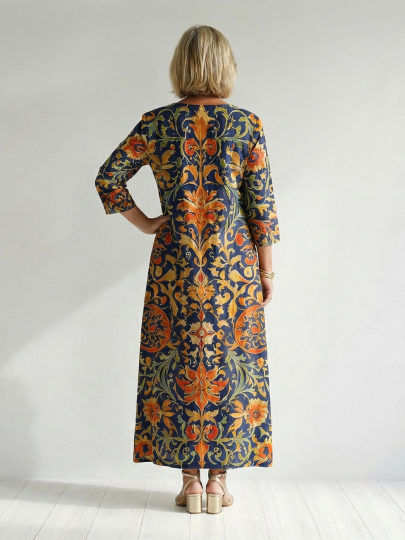 Elise | Robe Midi Florale Ornate