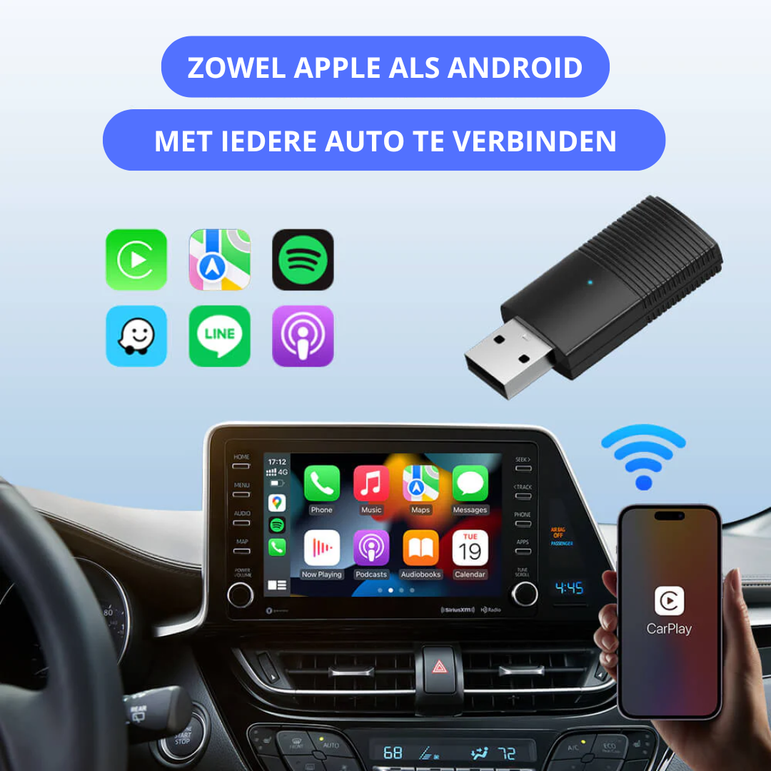 Apple/Android Carplay | Découvrez Carplay sans fil dans votre voiture | Connexion directe avec BT