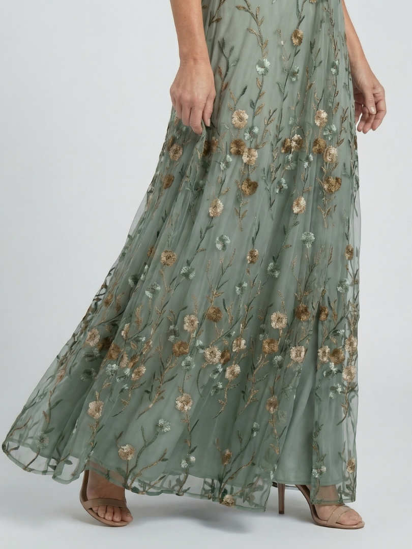 Selora | Robe Maxi à Fleurs avec Col Halter