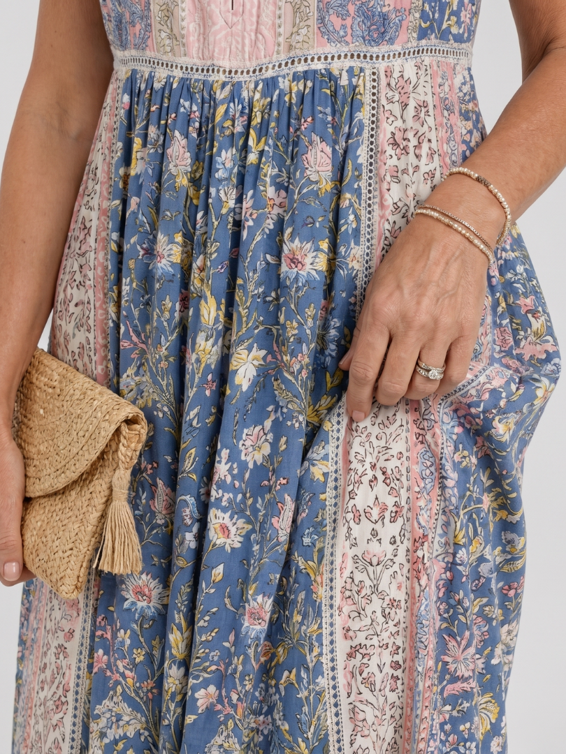 Lemez | Robe midi sans manches à détails de boutons floraux mélangés
