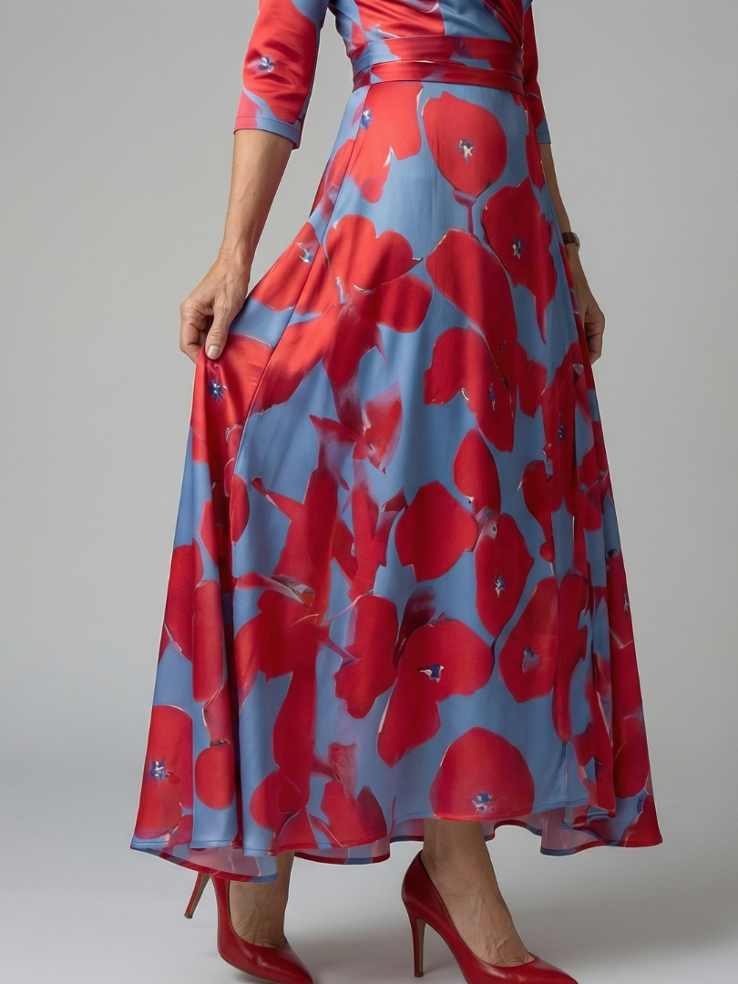 Celine | Robe Midi Croisée à Encolure