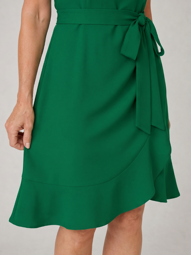 Ruosa | Robe Mini à Manches Bouffantes Courtes avec Détail de Nœud Latéral