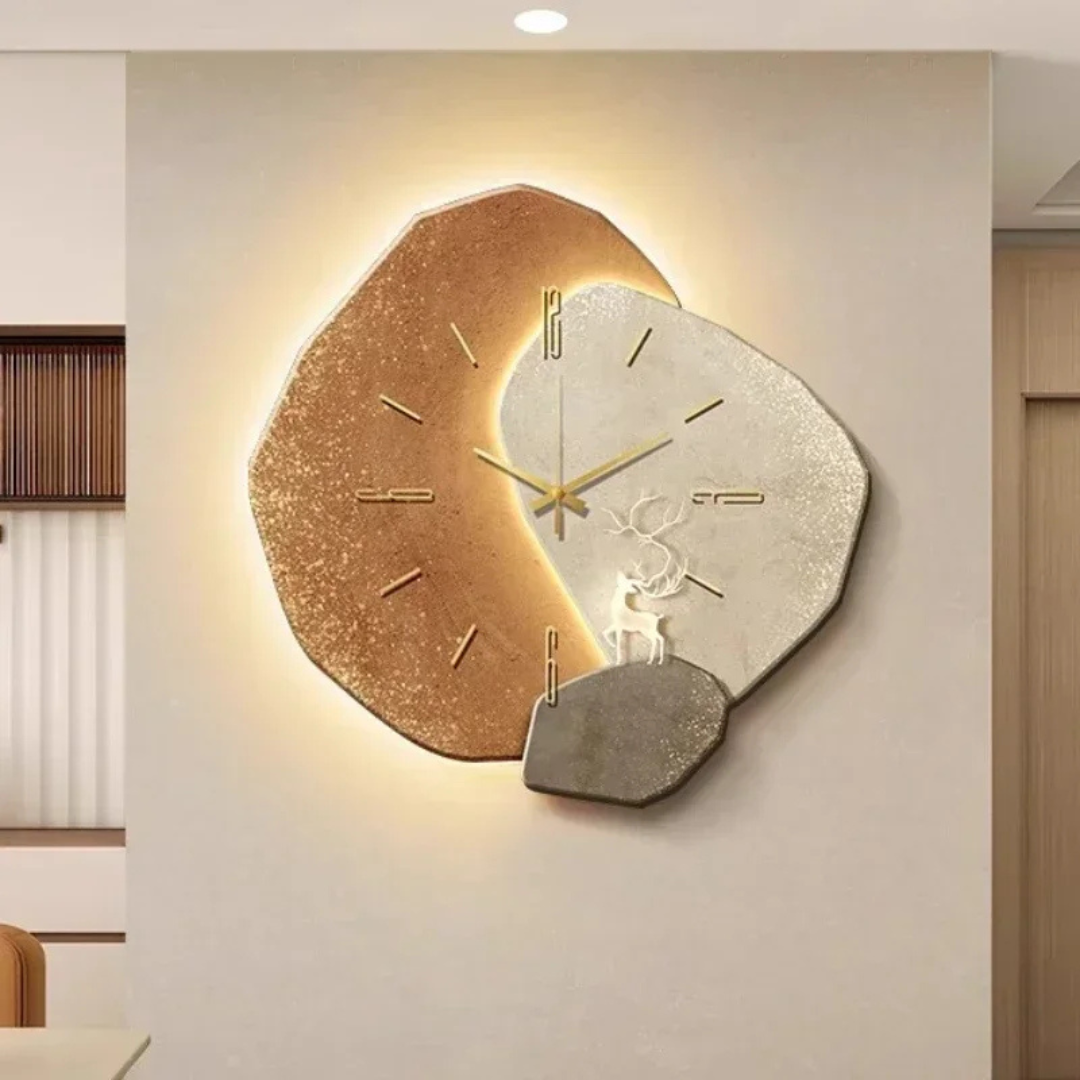 Horloge Murale LunaWood – Élégance Naturelle avec Lumière LED Douce