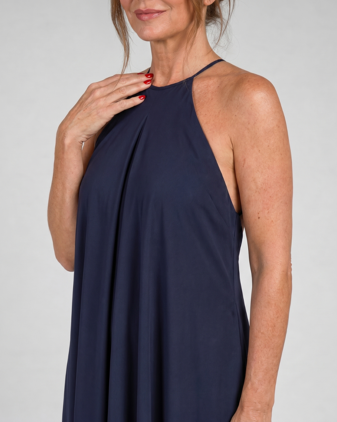 Shotle | Robe Maxi Fluide Sans Manches avec Col Haut