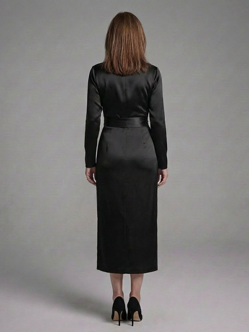 Alouette | Robe Midi à Manches Longues avec Ceinture